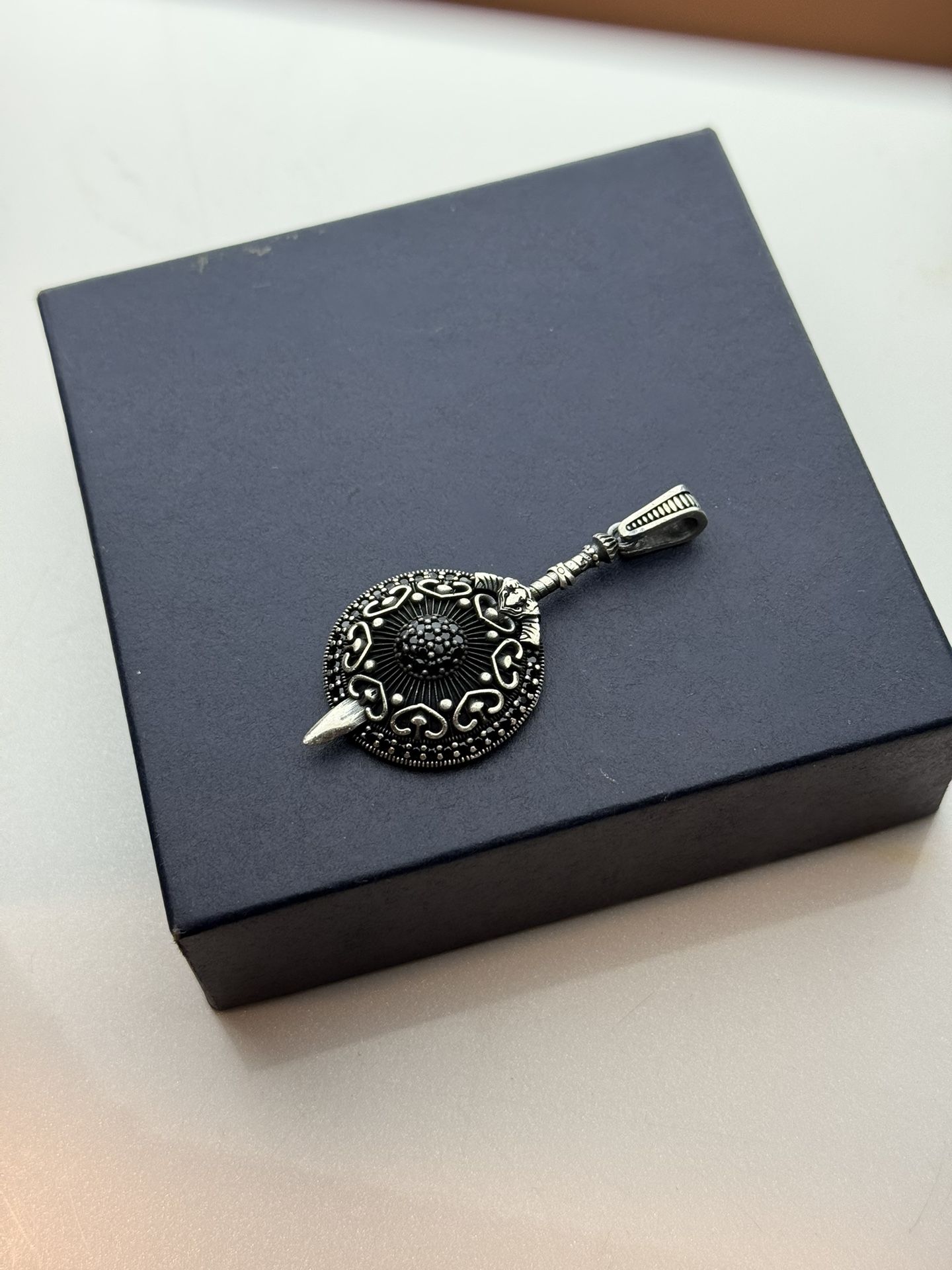 925 Sterling Silver Tribal Shield Pendant