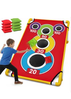 Cornhole Board with 21+ Games, 8 Bean Bags