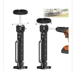 Adjustable Camper Slide Out Support Jacks From 13.8"-26.8", 2 PCS RV Trailer Stabilizer Jacks With Rubber Pad For RV Patio, Aluminum Gear Box (Electri
