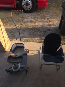 Antique stroller/ walker and vintage seat