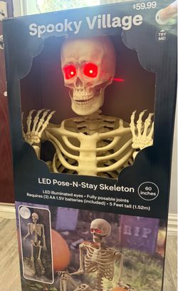 Spooky Village LED Pose-N-Stay Skeleton 5 Ft