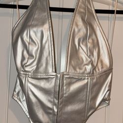 Silver halter top