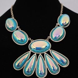 Rare Vintage Coldwater Creek Necklace Faux Turquoise Mermaid Blue Drops 