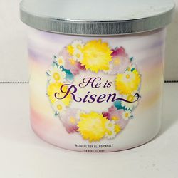 Scentsational 14.5 oz unused hard to find 2 wick soy candle “He is Risen”