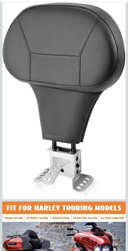 Eumti Adjustable Stitch Driver Rider Backrest Pad with Detachable Plug-In Mounting Kit For Harley Touring CVO Road King Street Glide Electra Glide Ult