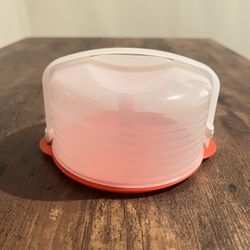 TUPPERWARE Bagel/Donut/Mini Cake Pie Carrier Keeper Taker Plate Lid Handle 6183A-3 6185A-1 Never Used!