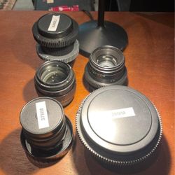 5 Russian Lenses 20mm,37mm, 55mm,85mm,135mm, M42 Mount 