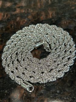 925 Silver Rope Necklace 25” inch 34 gs 4.0mm