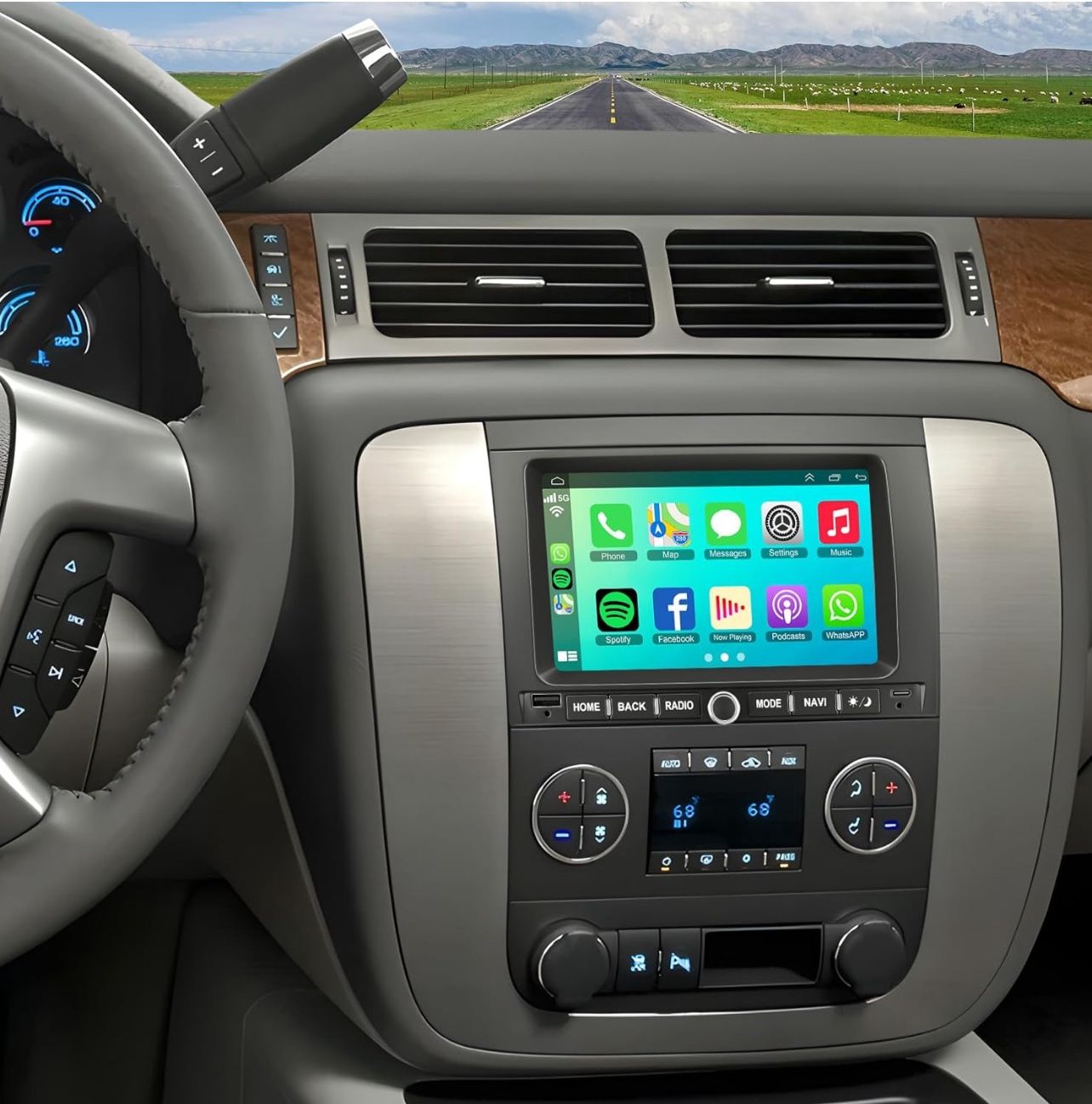 4G+64G Android 13 Car Radio for Chevy Silverado GMC Sierra Buick Enclave Yukon, 7" IPS Touch Screen Car Stereo Build-in GPS Wireless CarPlay/Android A