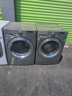 LG Graphite Steel Front Load Washer and Gas Dryer Set