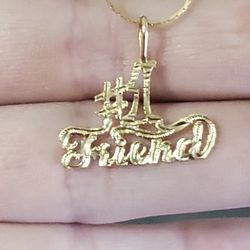 14k Solid Gold Friend Necklace