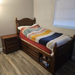 Captain Bed With Night Satnd And Desk Bookshelf 