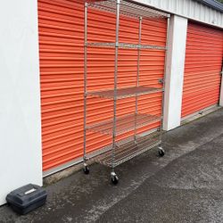 TRINITY EcoStorage 5-Tier Wire Shelving Rack with Wheels | Chrome