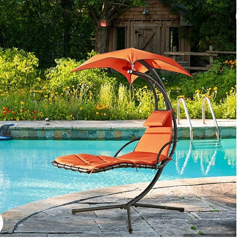 Hanging Chaise Lounge Chair Canopy Floating Chaise Lounger Swing