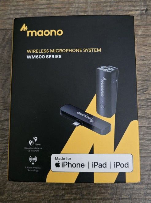 MAONO Wireless Lavalier Microphone for iPhone iPad, MFi Certified, 2.4GHz Wireless Lapel Mic with One Key Noise Cancelling for TikTok, Interview, Vlog