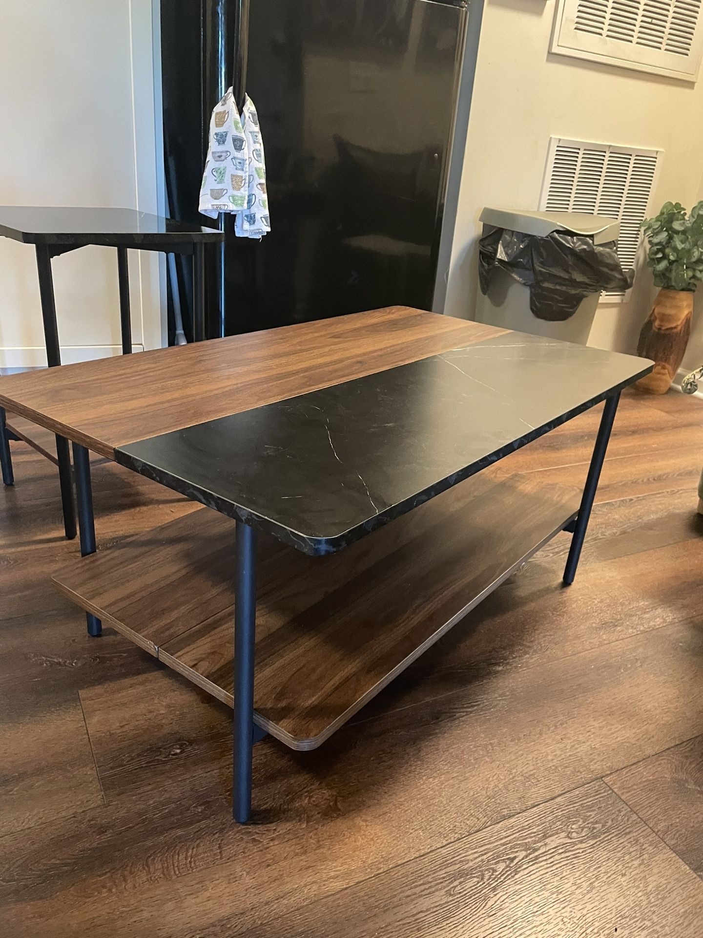 Living Room Coffee Table With Two Matching End Tables With Marble Look