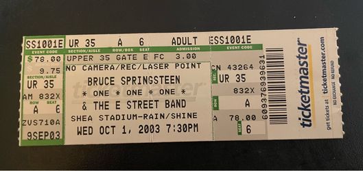 Springsteen Shea full ticket