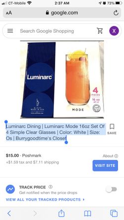 Brand new/Luminarc Dining | Luminarc Mode 16oz Set Of 4 Simple Clear Glasses | Color: White | Size: Os | Burrygoodtime's Closet