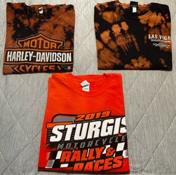 2-Harley Davidson Tie Dye (Sz. L) 1-2019 Sturgis Rally (Sz. L) $20 each or $45 for all