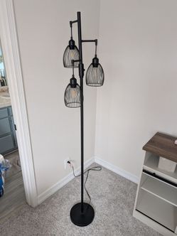 Black industrial floor lamp Edison style bulbs