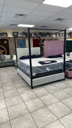 Queen canopy bed frame $399 new