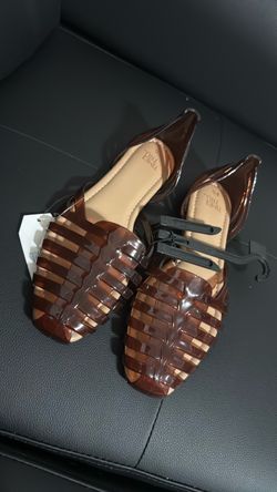 Time and Tru Brown Woven Jelly Flats