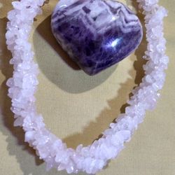 GALILEA ROSE QUARTZ *(3)- STRAND) STERLING NECKLACE. 20" (N-450903)