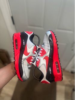 Air Max 90 White Light Crimson Black Used Size 5Y No Box