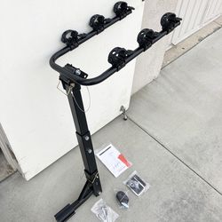 (Brand New) $65 Tilt Folding 3-Bike Mount Rack Bicycle Carrier 2” Hitch 110lbs Max w/ No-Wooble U Bolt & Straps 