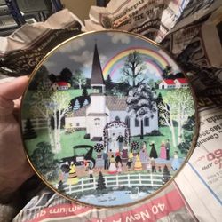 American Folk Art Collection Plate by Wooster Scott