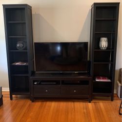 TV STAND AND BOOKSHELVES (tv not included )