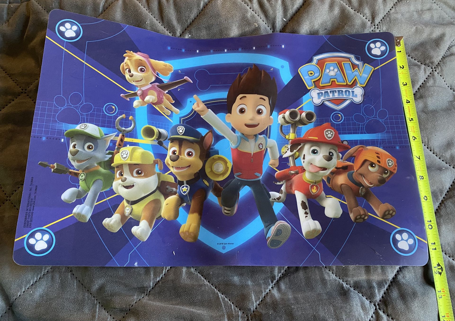 🧫Nickelodeon Paw Patrol Kid's Placemat Ryder, Rubble, Chase & Friends - x1