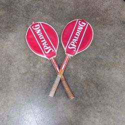 Spalding Vintage Red and White Paddles with Perforated Grips