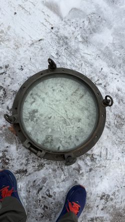 Vintage Nautical Ship Porthole Bronze Window 18–19” Marine Decor