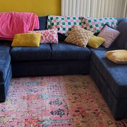 BLUE SECTIONAL SOFA - LIKE NEW