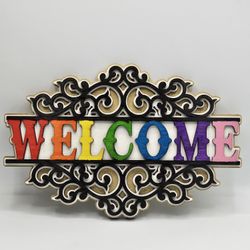 Laser Engraved 3 Layer Hand Painted Welcome Plaque