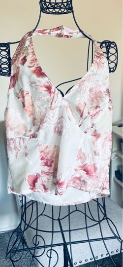 Floral Satin Halter Neck Top