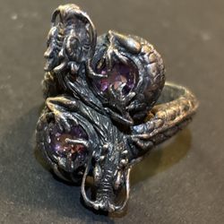 Sterling Silver Dragon Ring - Size 9 - 10 grams