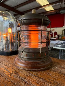 Vintage Brass Nautical Fresnel Lens Ship Lantern