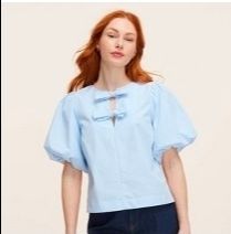 NWT Kate Spade Stripe Puff Short Sleeve Blouse M