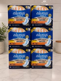 NEW! 288 Always Maxi Overnight Pads, Comes in Sealed Box