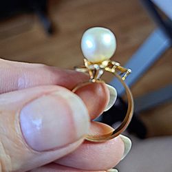 Vintage 12 Karat Gold Pearl Ring