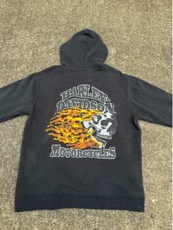 Harley Davidson black boxy zip up hoodie Size M
