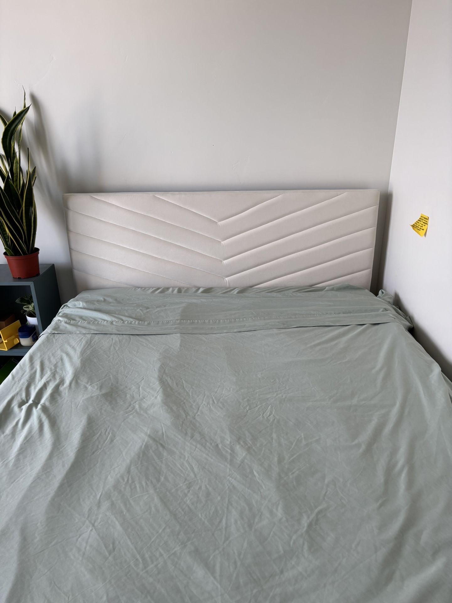 Cream Upholstered Full Size Bed Frame
