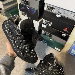 Lanvin Studded Leather Curb Sneakers ‘Black’