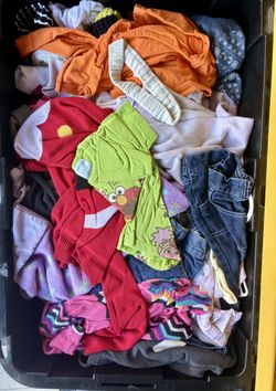 Bin of Girls Clothes Sizes 18 months to Girls 10