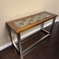 Vintage Side Table- Glass, Metal and Wood