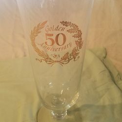 Tall Glass Flower Vase .patterned 50th  Golden Anniversary.  Woodlandhills,ca 