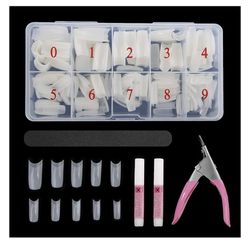 NEW Natural Nail Fake Nails French Tips Half-cover False Nails with Glue, a Nail File, a Nail Clipper, 500 pieces