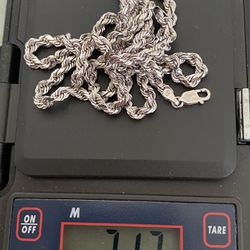 14KT WHITE GOLD ROPE CHAIN 24” 31.6 Grams